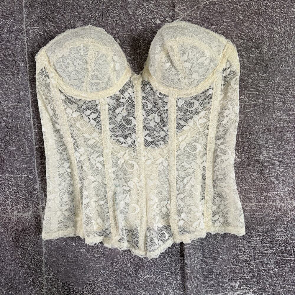 Women's Carnival Ivory White Lace Silhouette Maker II Corset Longline Bra Sz 32B